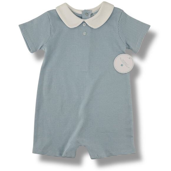 Edgehill Collection Peter Pan Collar Soft Cotton Romper Baby Boys Sz 3 Mos - Picture 1 of 5